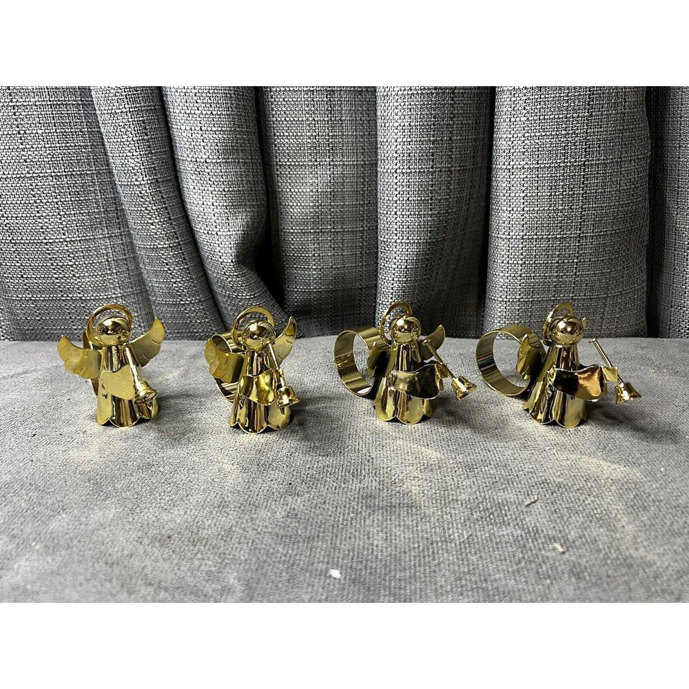 Brass Angel Napkin Ring Holders Christmas Decorations Mervyns Lot of 4